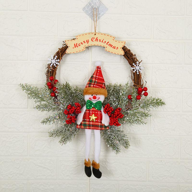 Rattan Christmas Wreath Hanging Ornament for Door & Wall Decoration