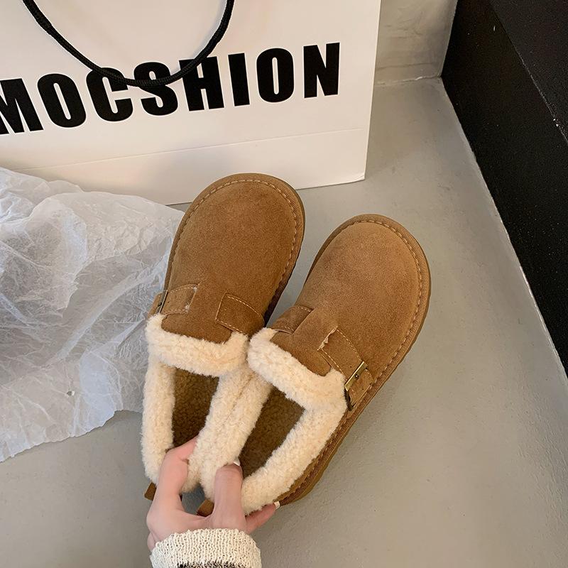 Women's Large Size Soft Sole Winter Warm Cold Resistant Anti-slip Fur Snow Boots Padded Lined Ankle Boots Anti-slip Hiking Sports Loafers Cotton Shoes