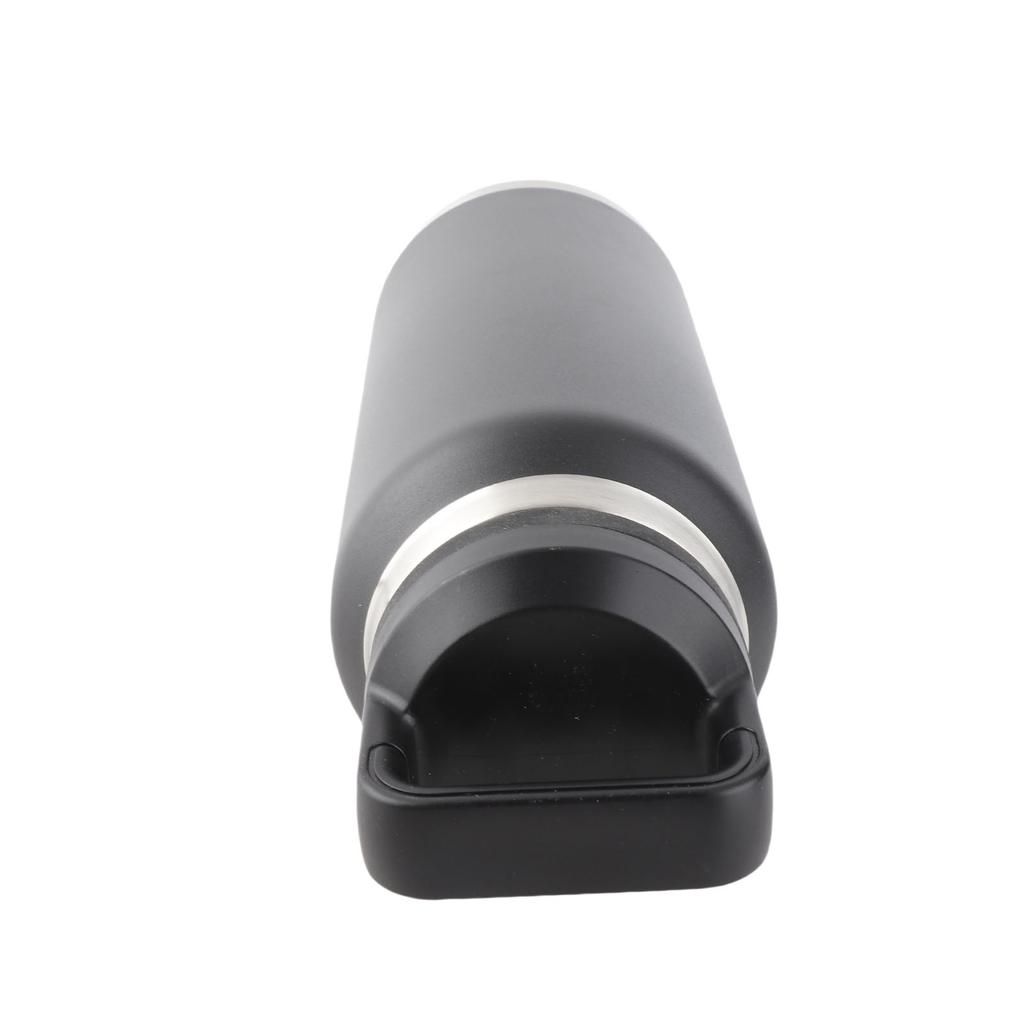 Sport Wasserflasche Edelstahl PP Tragbar Auslaufsicher Sportkessel für Outdoor Camping Fitnessstudio Reisen Büro Schwarz