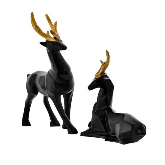Set of 2 Deer Pair Statue for Vastu Figurine Home Decor Office Living Room Decorative Showpiece Sculpture Figurine Handmade Diwali and Festival Statue