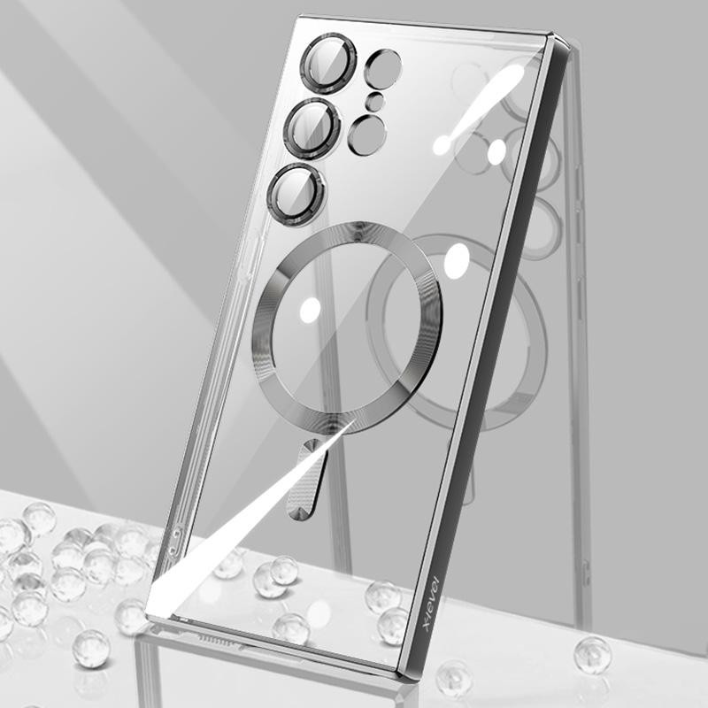 

X-LEVEL For Samsung Galaxy S23 Ultra Magnetic Case Compatible with MagSafe Clear Electroplating TPU Phone Cover Black