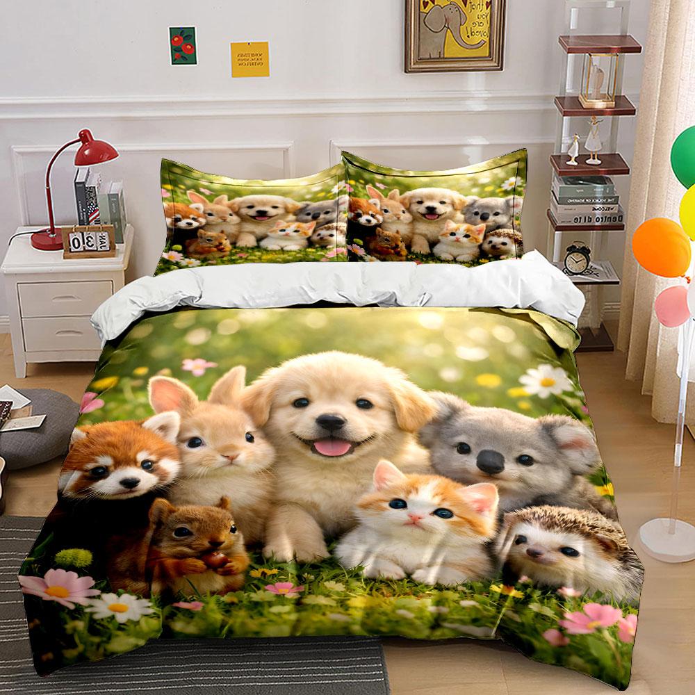 Adorable Animals In Nature Bedding Duvet Cover Set (1*Duvet Cover 2*Pillowcases, Without Duvet Insert)