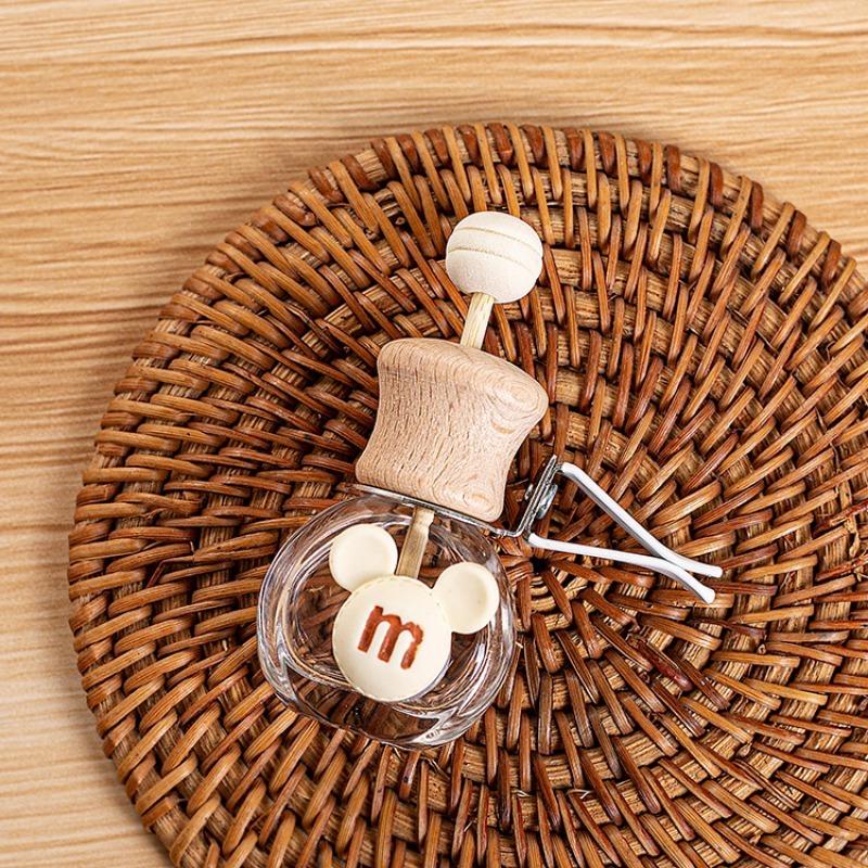 Cartoon Car Perfume Bottle Flat Circular Interior Decoration Empty Bottle Pendant Does For Essential Oils Diffuser Fragrance