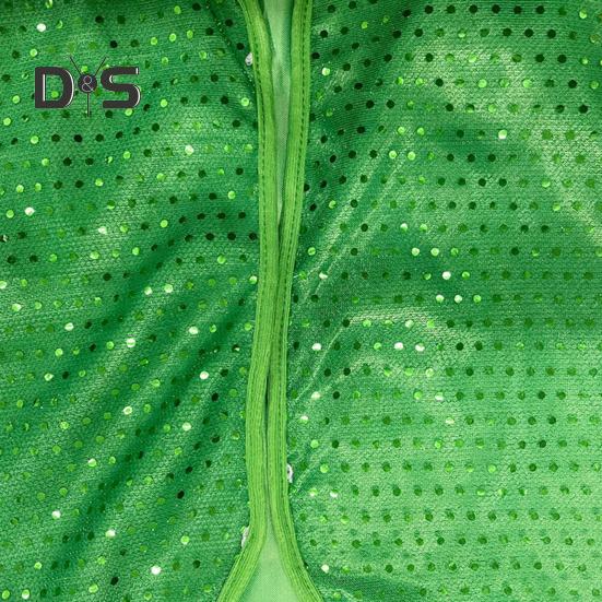 Irish St. Patricks Day Vest Sequin Waistcoat V Neck Sleeveless Unisex Party Holiday Performance Festival Wear Matching Shirts T-Shirts Vest