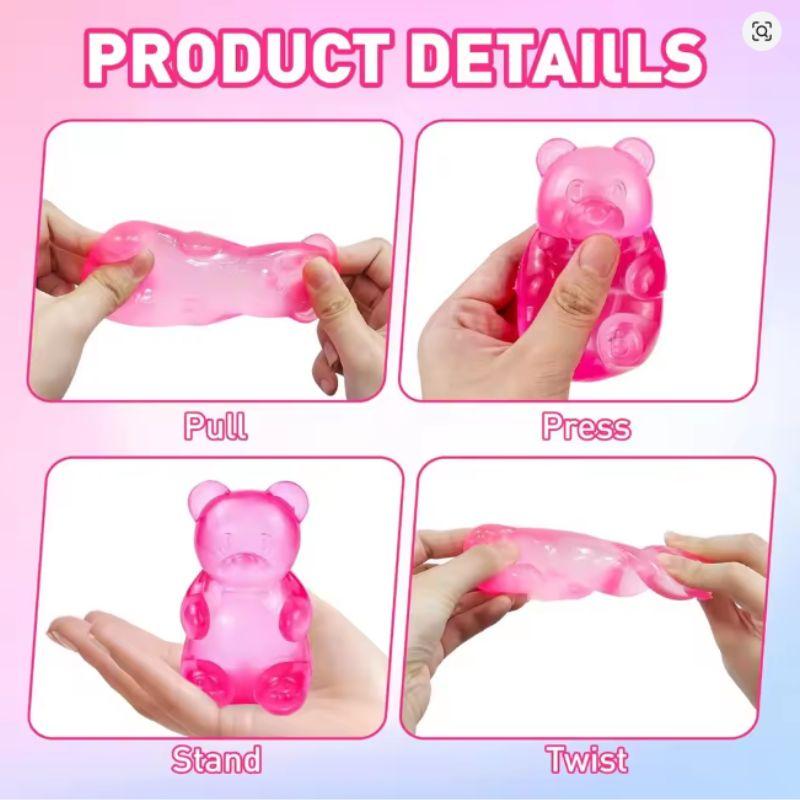 Schylling Nee Doh Gummy Bear Cube Squish Toy Soft Jelly Squeeze Fidget Toy Sensory Stress Relief Toy for Kids Adults