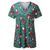 Short Sleeves Summer Winter Pajamas Santa Claus Woman T-Shirt V-neck Shirts Tops Christmas Blouse