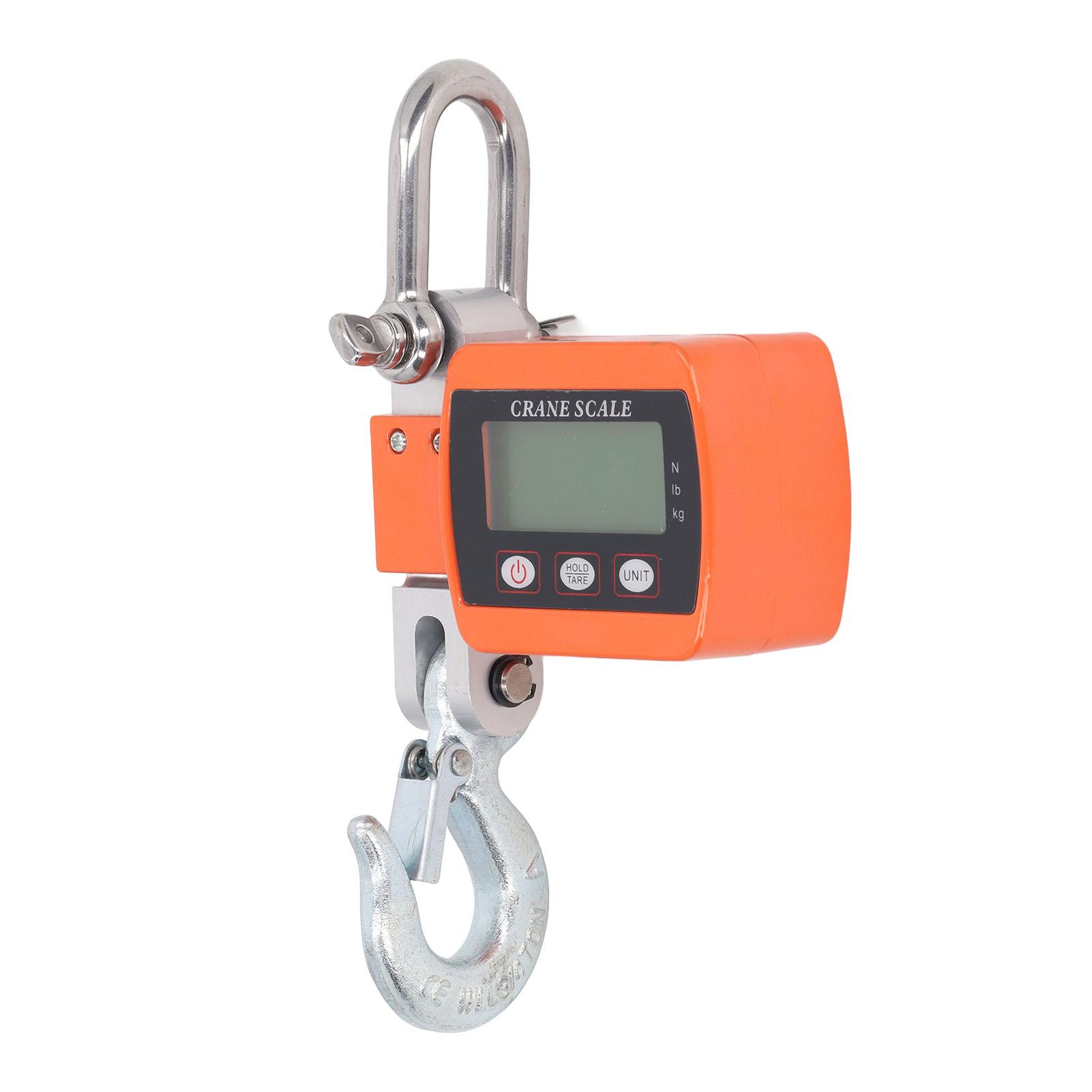 

Orange Hanging Hook Scale LCD HD Digital Display High Accuracy Sensor Electronic Crane Scale 1102lb 500kg
