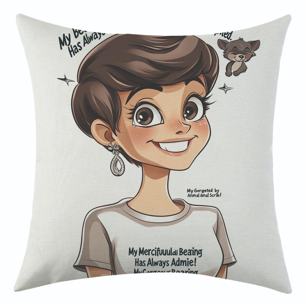 New American-style Girl Smile Pillowcase for Holiday Decoration and Car Cushion Cover
