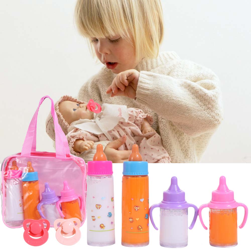 Play House Baby Bottle Pacifier Toy With Storage Bag Doll Feeding Bottle Doll Feeding Set Kids Toy