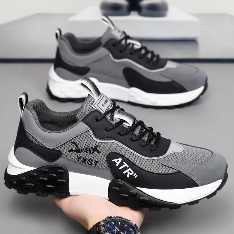 

Men s shoes spring mesh breathable wear-resistant versatile sports casual shoes men s thick soles inner height increase dad trendy shoes men 38