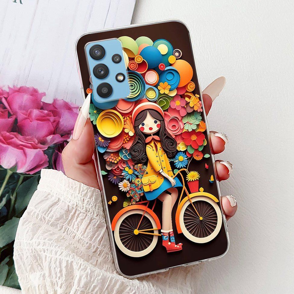 For Samsung A32 5G Case SM-A326B Clear Cute Cat Fashion Funny Painted Back Cover For Samsung Galaxy M32 5G Phone Case SM- M326B
