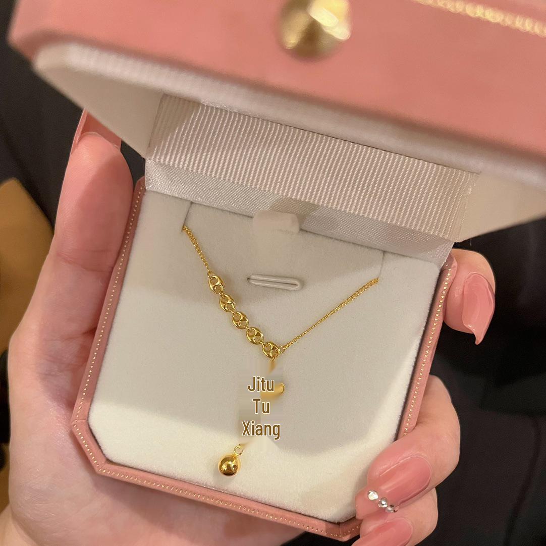 

Вьетнамское золото Sa Женский счастливый топ знак золотое ожерелье - Элегантная ключичная цепочка чокер