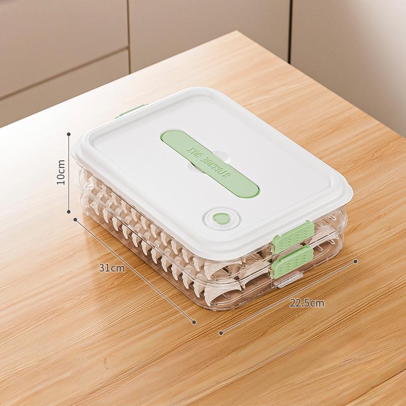 Narrow-Edge Food-Grade Multi-Layer Dumpling Storage Box with Non-Stick Bottom, Fresh-Keeping, Sealed for Refrigerator Side Door.