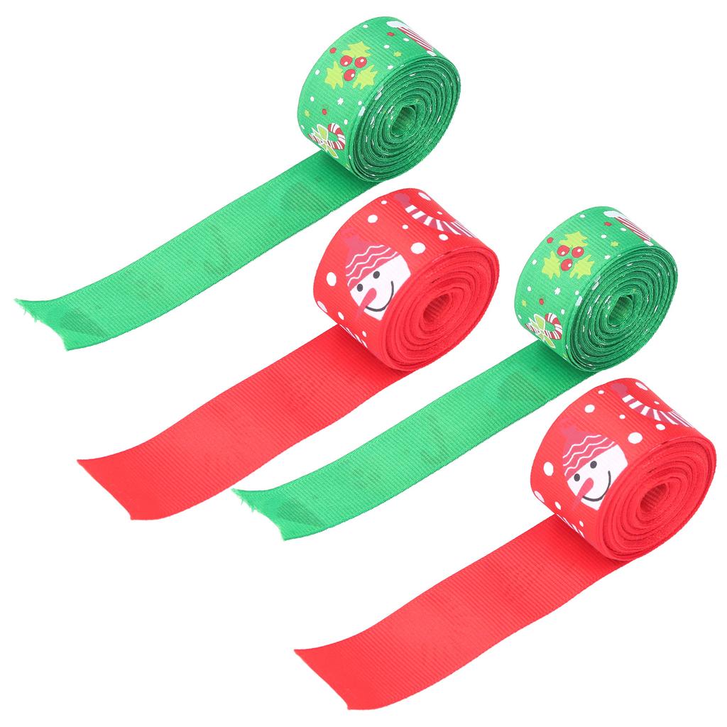 4Pcs Gift Ribbon Premium Polyester Bright Colors Exquisite Pattern Wide Application Wrapping Ribbon