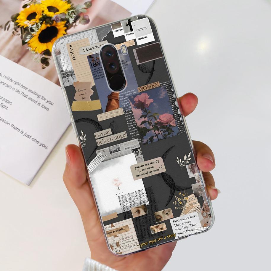 Para Xiaomi Pocophone F1 Funda Poco F1 Moda Flor Cubierta Silicona Suave Delgada Funda de Teléfono Para xiaomi Pocophone F1 Global F 1 Funda