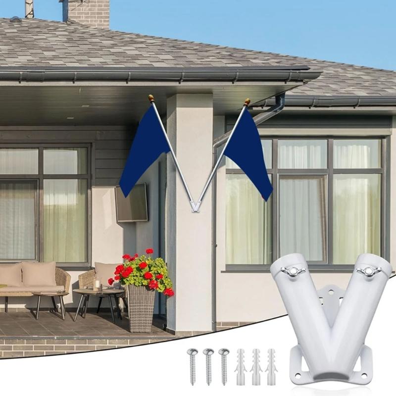 Wall Mount Flag Holder with Adjustable Angle Flagpole Base Suitable for Secure Garden Patio Truck Boat Installation