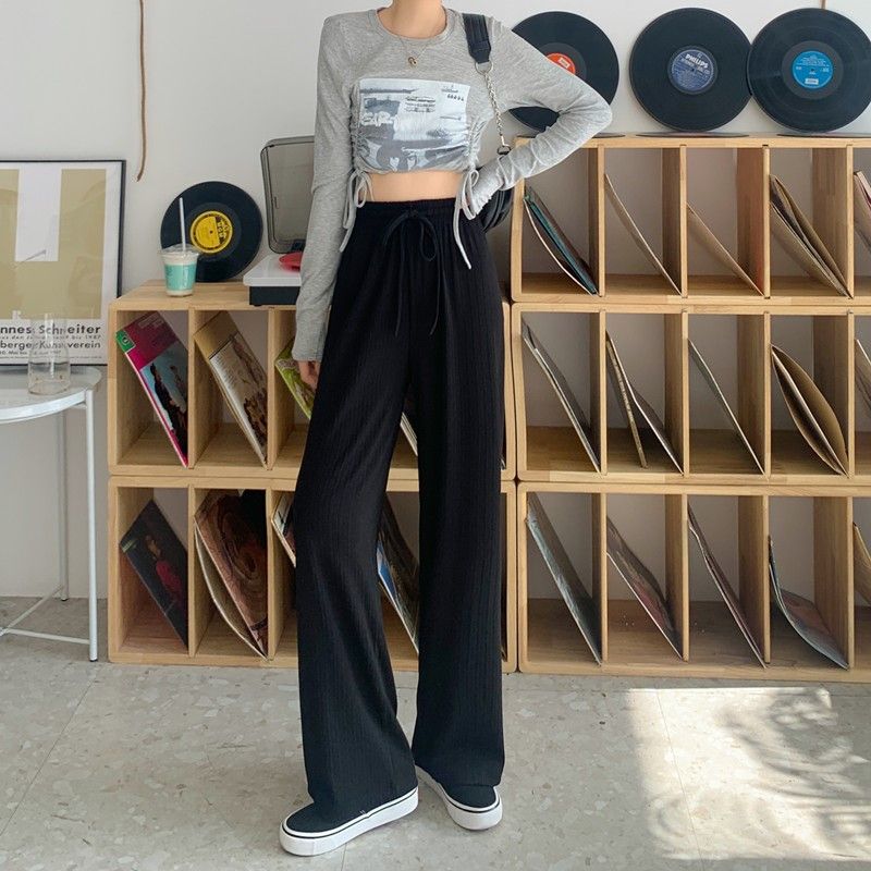 Large Size Wide Leg Pants for Women in Summer High Waisted Straight Leg Loose Fit Sporty and Casual with a Hanging Feeling and Floor Length Pants