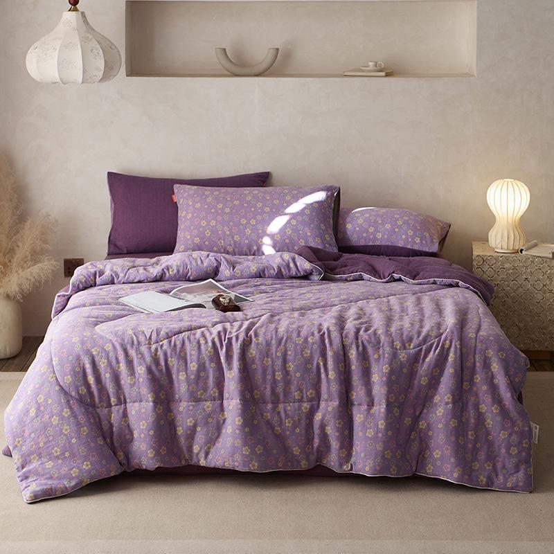 2026 A-Class Cotton Double Layer Jacquard Summer Quilt 4-Piece Set - Breathable, Non-Stuffy, Machine Washable Bedding