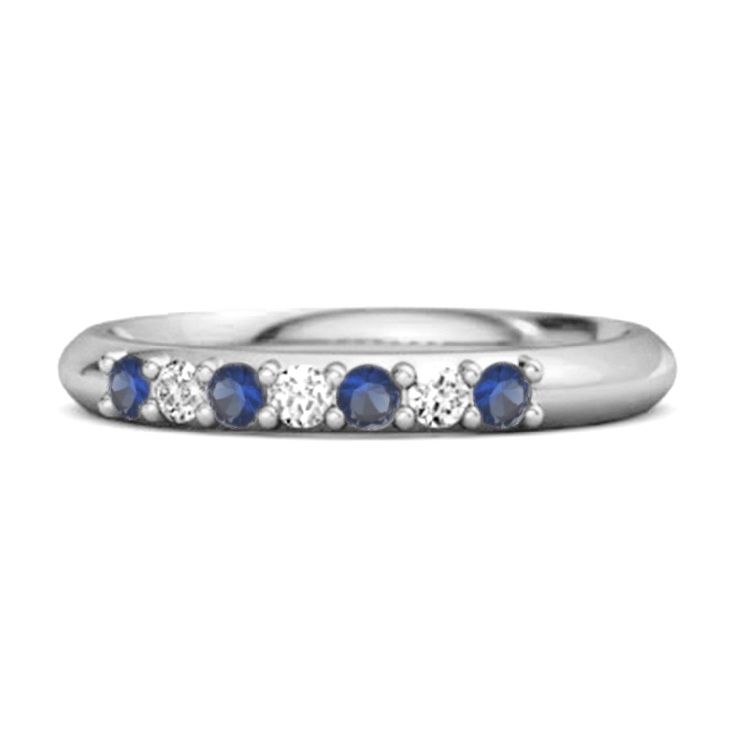 Blue Sapphire Eternity Stackable Ring - 925  Sterling Silver 10.5 белый