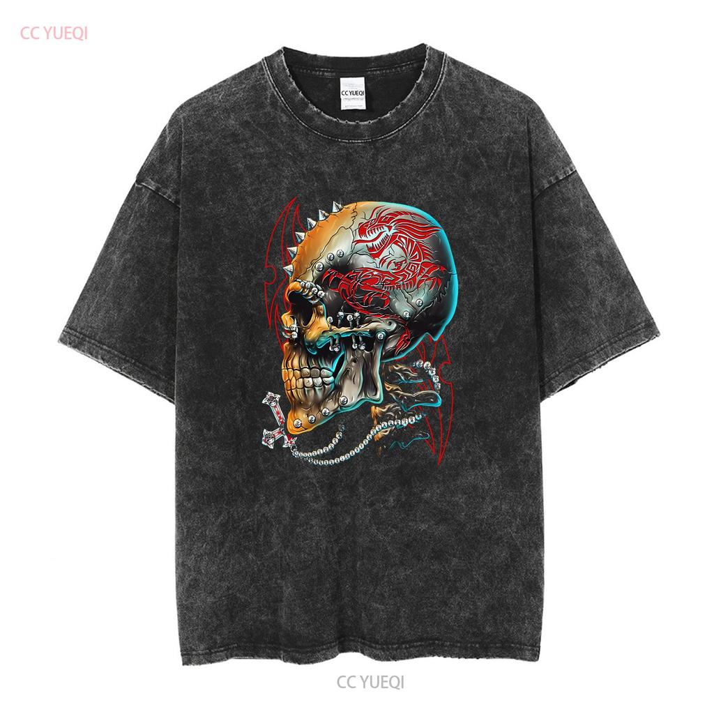 T shirt 3D Rock Chang Original Antichrist Skull Glow in the Dark  vintage Washed Casual Unisex Comfortable homme