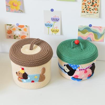 Colorful Cartoon Organizers Bin For Children Portable Storage Container With Smooth Cotton Fabric Classroom Home Use