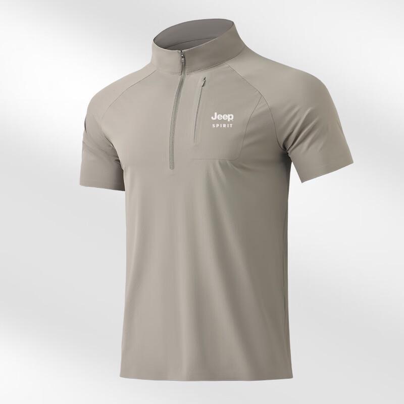 JEEP SPIRIT Men s Business Casual Stand Collar Polo T-Shirt M
