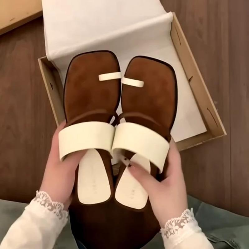 

Версия из овчины~ набор тапочек для пальцев женские на низком каблуке крутые тапочки женские юбочные сандалии на плоской подошве прилив 40