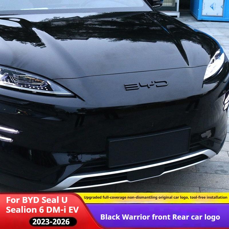For BYD Seal U Sealion 6 DM-i EV Song PLUS Car Black Front Badge Sticker Black Rear Emblem Black Warrior Car Modification Logo