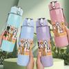 1PC Group Rabbit Puppy Pets 750ml Color Plastic Sports Water Bottle Leakproof Flip Straw Lid Suitable for Sports Office Home Use