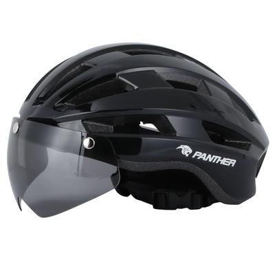 Casco de Bicicleta PANTHER para Adultos y Casco Deportivo de Ciclismo con Gafas de Sol y Dial Trasero Ajustable Alta Resistencia Unisex YB-96 Jóvenes, Ligero, Talla,
