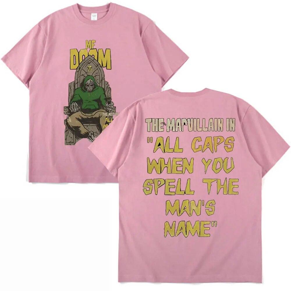 Vintage Mf Doom Shirt Unisex Damen Mf Doom Merch Rapper Doppelseitiger Druck T-Shirt Übergroße Streetwear T-Shirts Unisex Kleidung