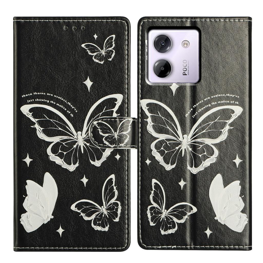 Für Xiaomi Poco M7 Pro 5G Hülle Musterdruck Brieftasche Ständer Flip Leder Handyhülle mit Riemen