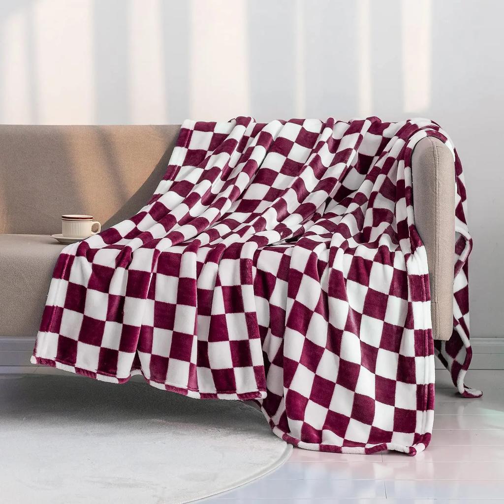Checkerboard Lattice Throw Blanket Blue Yellow Green Pattern for Kids Boys Girls Birthday Gift for Bed Couch Sofa Blanket Soft