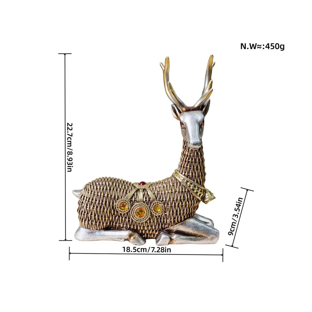 Reindeer Figurines Resin Deer Statues Nordic Miniature Deer Sculptures, Ornaments for Bedroom, Office Tabletop Cabinet Decor