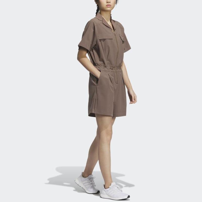 Adidas Future Of Tech Short-Sleeve Jumpsuit Women Jumpsuit Coffee HY2844