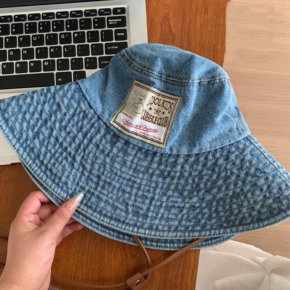 Wide Wings Denim Bucket Hat Big Brimmed Sunscreen Hat Casual Jeans Fisherman Hat  Women
