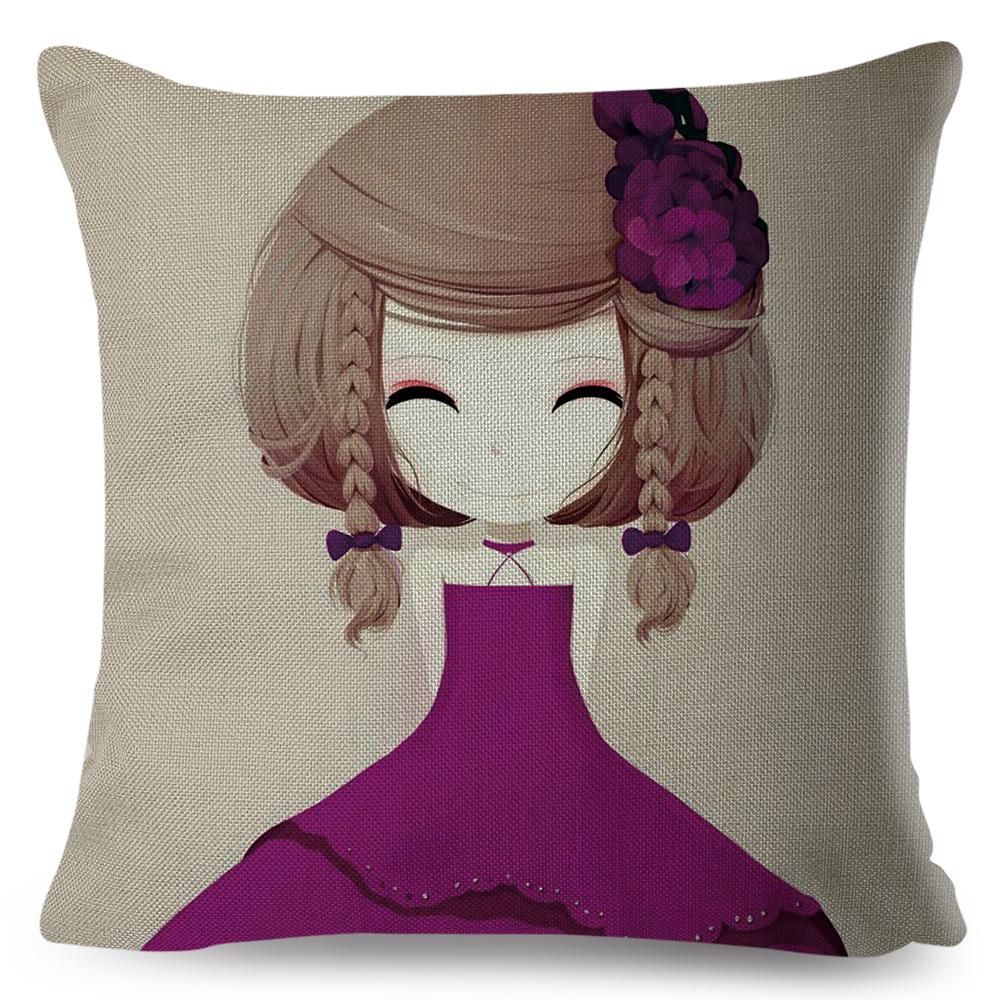 Dreamy Scene Illustrated Cushion Cover Umbrella Flower Soft Background Art Print Soft Square Pillow Modern Home Decor xcm