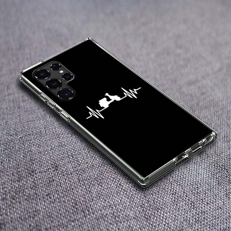 Motorcycle Heartbeat Clear Phone Case for Samsung Galaxy S24 S23 S21 Plus S20 FE S22 S26 Ultra S25 Edge TPU Capa Cases Cover She