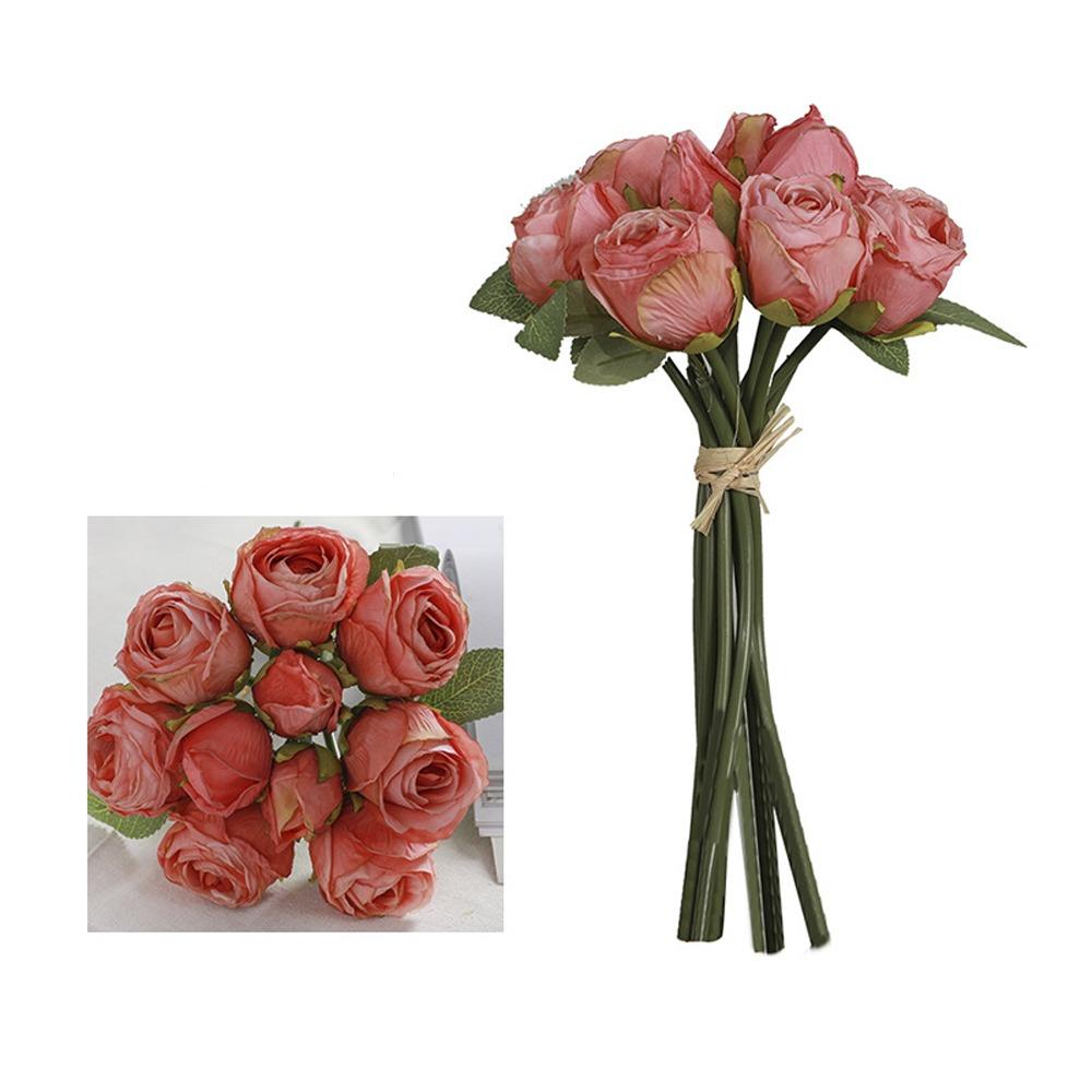 

Пластиковые шелковые розы цветы элегантные искусственные растения искусственные розы букет для сада на открытом воздухе декор темно-розовый