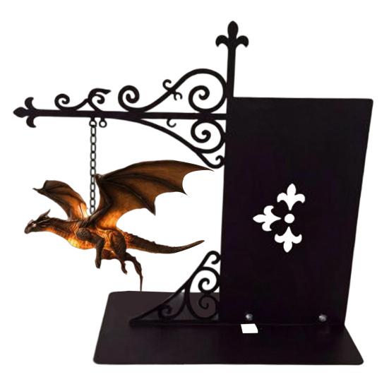Unique Holiday Souvenir Magical Flying Dragon Bookshelf Lamp, Warm Hanging Night Light, Fantasy Sculpture with Stand Reading Nook Decor, Gift