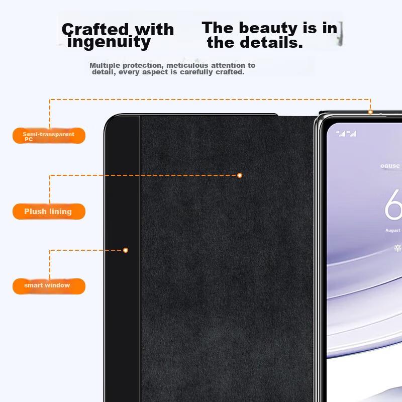 Leather Flip Case for Huawei Mate X5/X3 Collector's Edition, Foldable Screen Full Protection Shockproof Case with Magnetic Sleep/Wake Function - Black