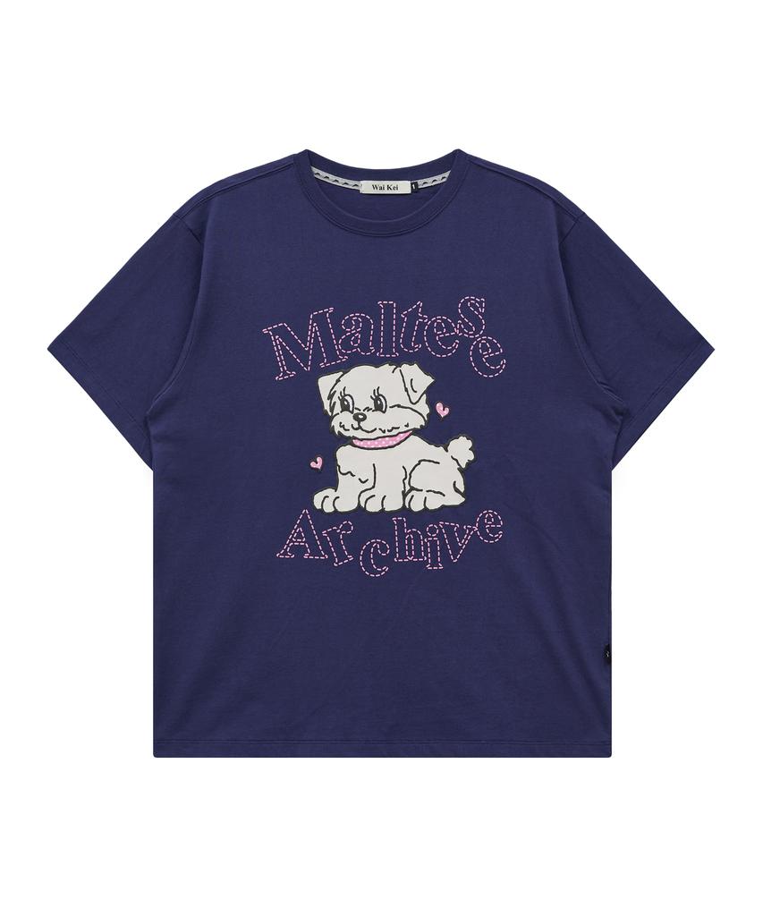 WAIKEI Vintage Cloud Archive Stitch Short Sleeve T-Shirt Navy