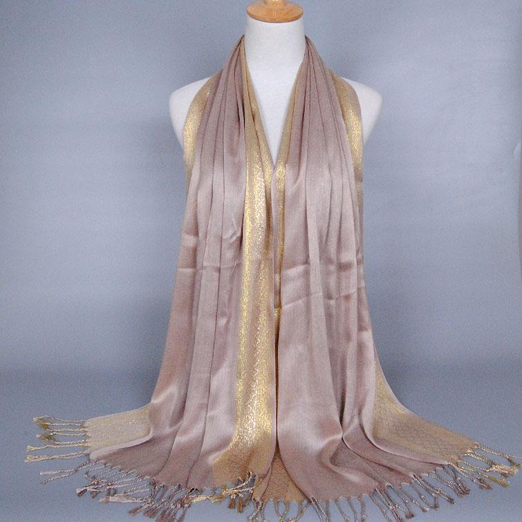 

2024 Роскошный бренд для женщин, золотой хлопок, однотонный мусульманский платок, шали и накидки, блестящая пашмина, бандана, женский платок, хиджаб