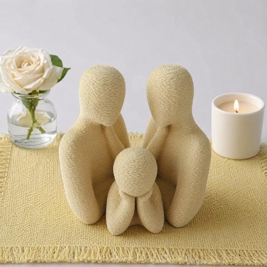 Decoración Versátil para el Hogar Figuras Impresas en 3D Familia de 3, Adornos Creativos para Decoración, Figuras Humanoides Abstractas Compactas Estilo Nórdico Padres