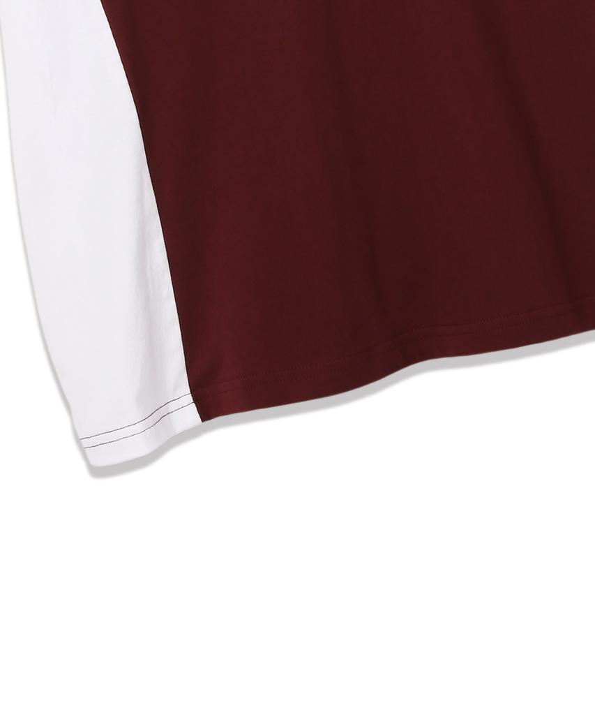VANNWORKS Sporty Blockcore V-Neck Short Sleeve T-Shirt (Vs0033) Wine