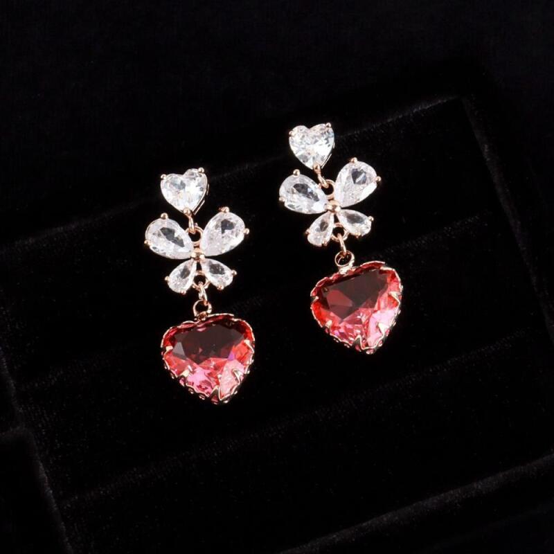

Women s Lovely Cubic Heart Hot Pink Earrings A31855_Hot Pink