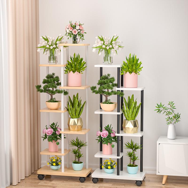 Wrought Iron Multi-Layer Tall Indoor Flower Stand for Living Room or Balcony