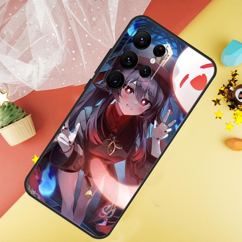 Genshin Impact Zhongli Hutao Phone Case For Samsung Galaxy S26 S25 Ultra S23 S21 S20 S22 S24 FE S10 Plus Cover Coque