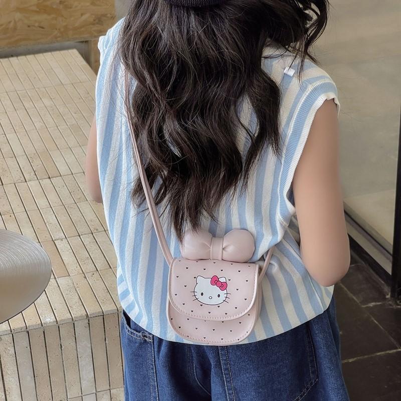 Print Kids Cartoon Mini Crossbody Bag With Bow Design For Toddlers