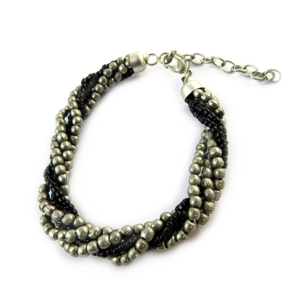 Les Trésors De Lily [N7196] - Ethnic Bracelet 'Kilimanjaro' Gray Black